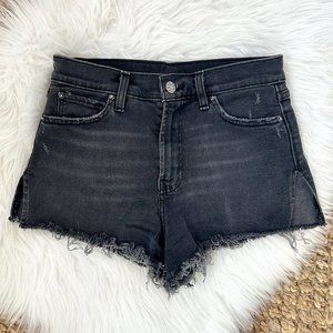 BDG Urban Outfitters Tom Girl Mid Rise Denim Shorts in Faded / Distressed Black